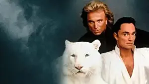 Siegfried y Roy durante su famoso show de tigres blancos en Las Vegas