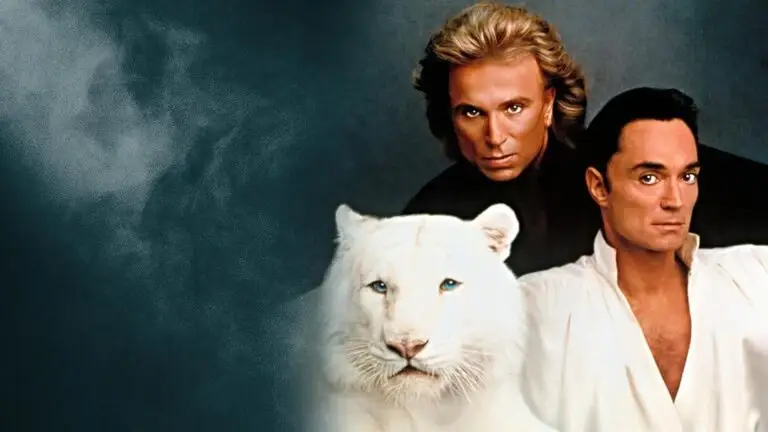Siegfried y Roy durante su famoso show de tigres blancos en Las Vegas