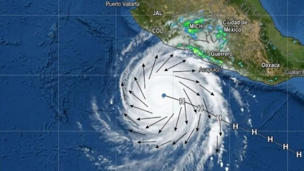 Tormenta tropical Boris frente a las costas de Guerrero con nubosidad intensa y lluvias sobre el Pacífico mexicano