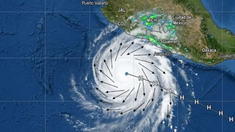Tormenta tropical Boris frente a las costas de Guerrero con nubosidad intensa y lluvias sobre el Pacífico mexicano