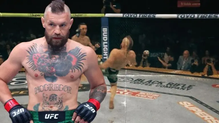 McGregor se lesiona durante su pelea contra Max Holloway en UFC 329, celebrado en Las Vegas.