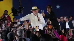 Lula da Silva durante el anuncio de su candidatura presidencial en Brasil.